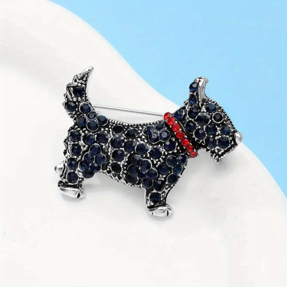 Frauen Männer Niedlichen Cartoon Hund Voller Kristall Kreative Broschen Pins Luxus Strass Exquisite Tier Abzeichen Zubehör