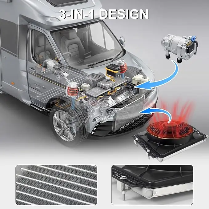 TELCOOL 12V Car AC System, 12V Electric AC Kit, DIY New Energy Split AC Unit, Universal Cooling for Trucks, Vans, RVs, Campers view 3
