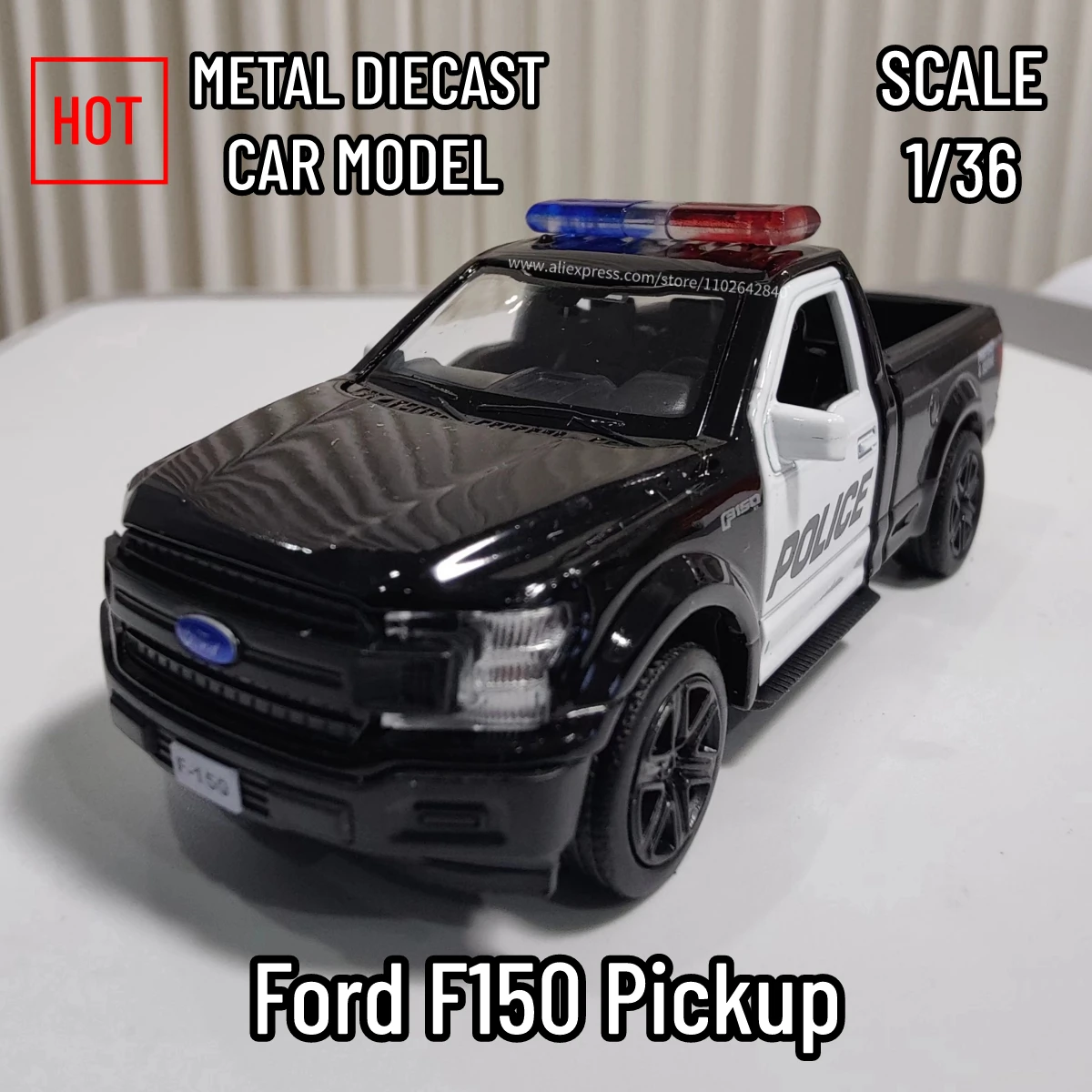 Réplica de camioneta Ford F150 para niños, modelo de coche a escala de Metal fundido a presión, colección de vehículos extraíbles en miniatura, regalo de Navidad, 1/36