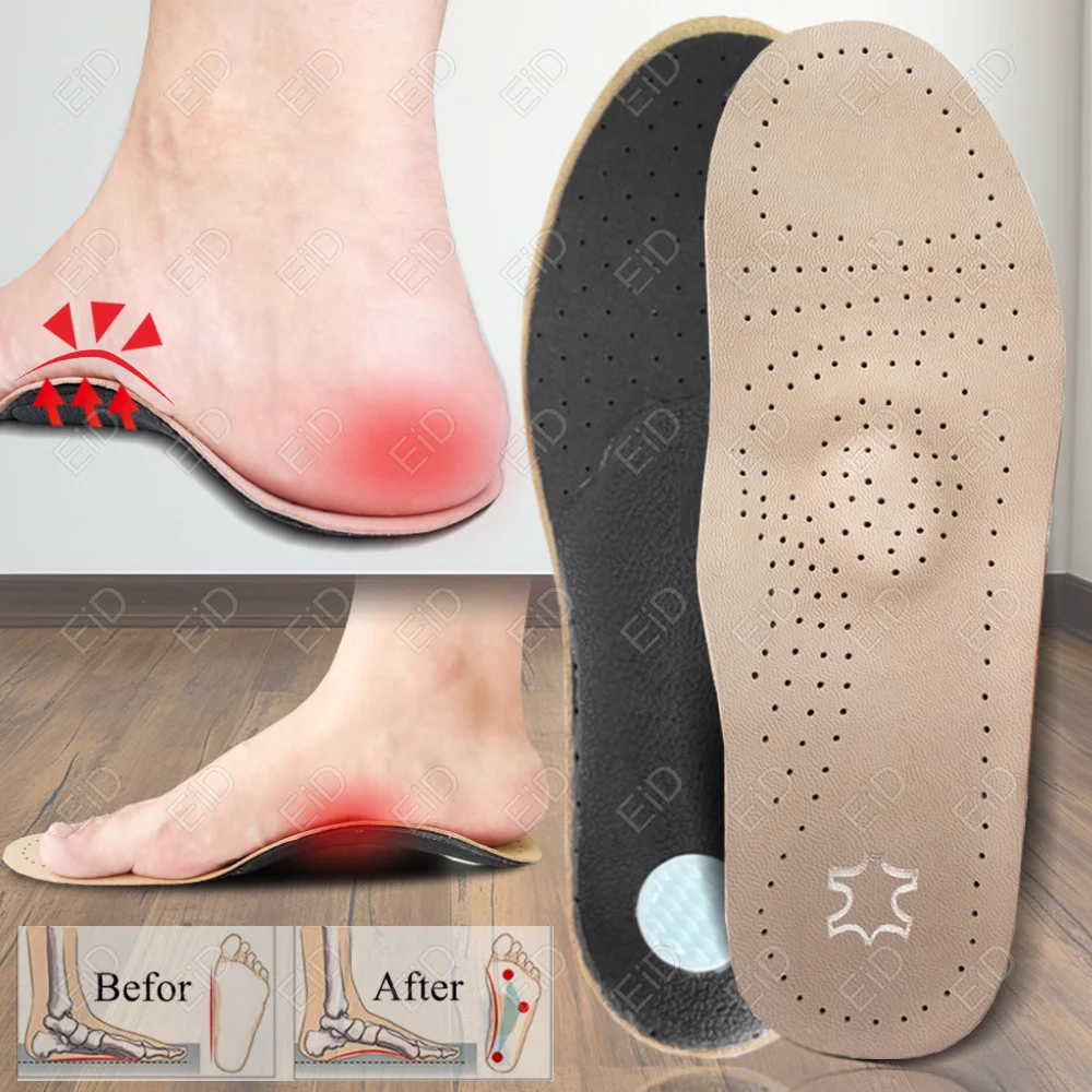 

Genuine leather Orthotic Insoles Arch Support for Flat Feet Plantar Fasciitis Orthopedic Shoes Sole Fit In O/X Leg Corrected