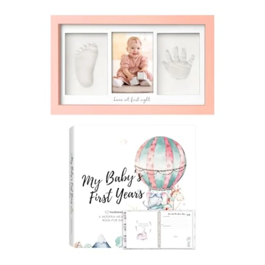 

KeaBabies Baby Hand and Footprint Kit and First 5 Years Baby Memory Book Journal - Prints Duo Photo Frame for Newborn - 90 Page