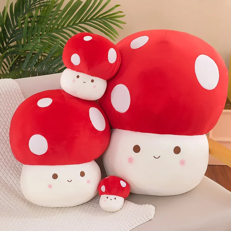 60cm Cute Simulated Mushroom Plush Toy Stuffed Soft Lifelike Plant Kawaii Shiitake Mushroom Doll Toys for Kids Girls Gift Deco