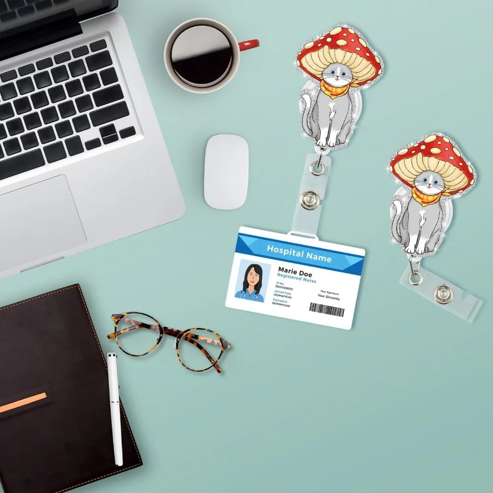 Set de regalo con carrete de insignia de vaca de las Tierras Altas. Lindo clip de identificación retráctil para enfermeras, médicos y profesores.