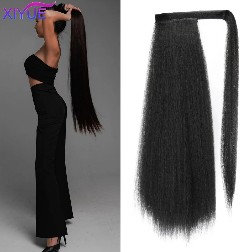 

XIYUE Synthetic Long Straight Wrap Around Clip In Ponytail Hair Extension Heat Reistan Pony Tail Fake Hair