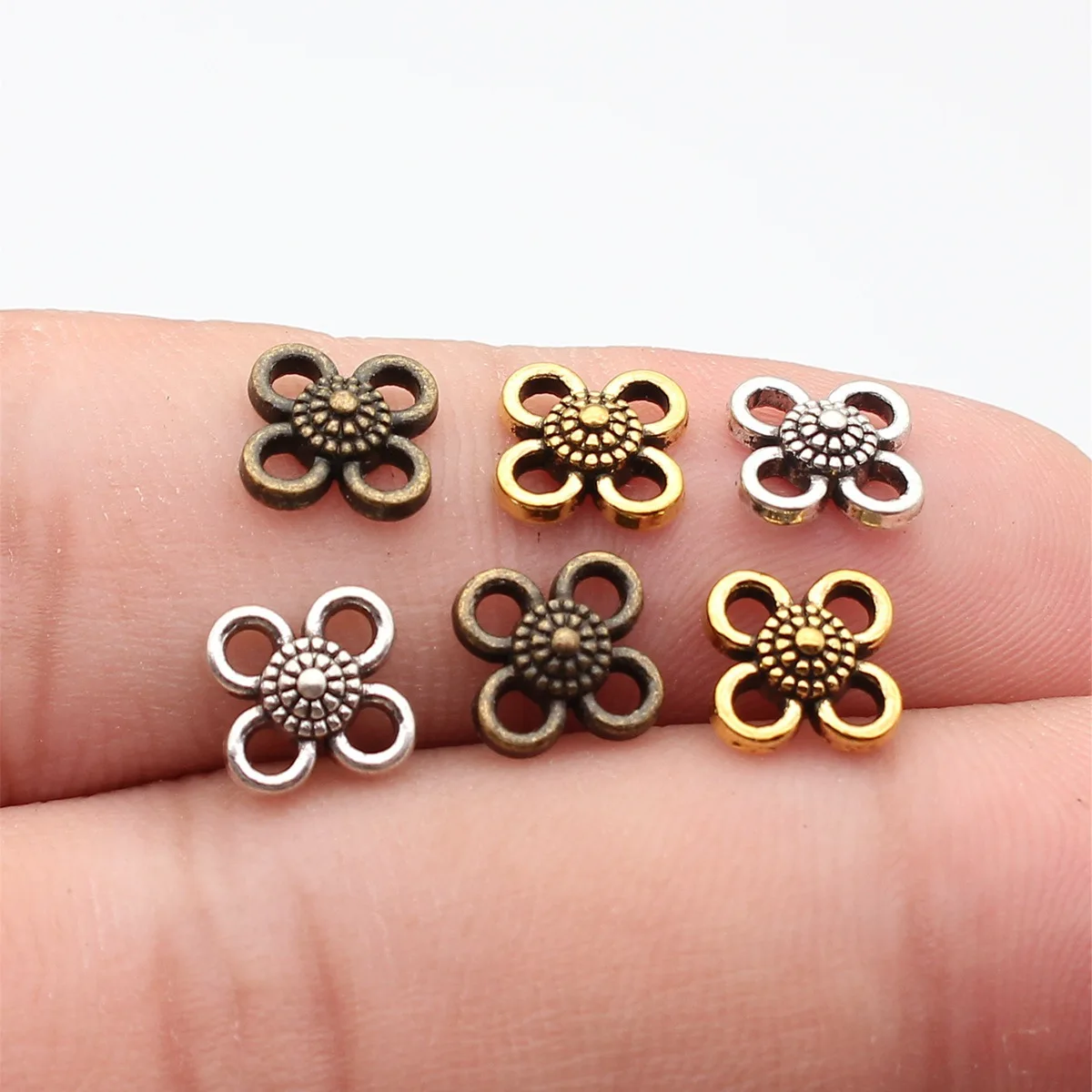 WYSIWYG 40pcs 8x8mm 3 Colors Trendy Flower Connector Charms For Jewelry Making DIY Jewelry Findings