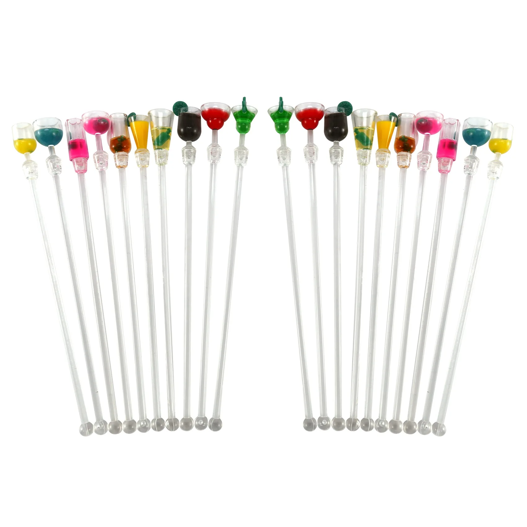 

20Pcs Tropical Drink Stirrers Cocktail Drink Stirrers 9 inch Mixer Bar with Wine Glass Patterns, Reusable Gin Stirrers