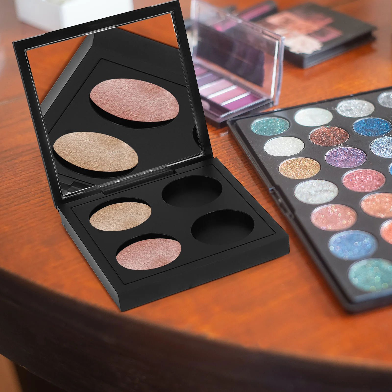 

2pcs Eye Shadow Case Empty Makeup Box For Diy Eyeshadow Blusher Lipstick Refillable Compact Organizer Storage Container