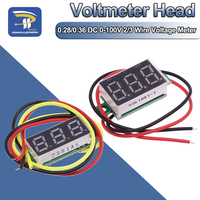 0.28 inch 0.36 DC 0-100V 2 Line 3 Wire Mini Gauge voltage meter Voltmeter Head LED Display Digital Panel Meter Detector Tools