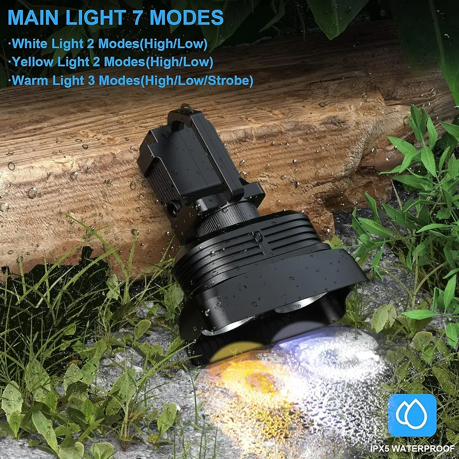 USB Rechargeable Work Light LED Spotlight Waterproof Searchlight Super Bright Flashlight with Tripod for Camping Outdoor