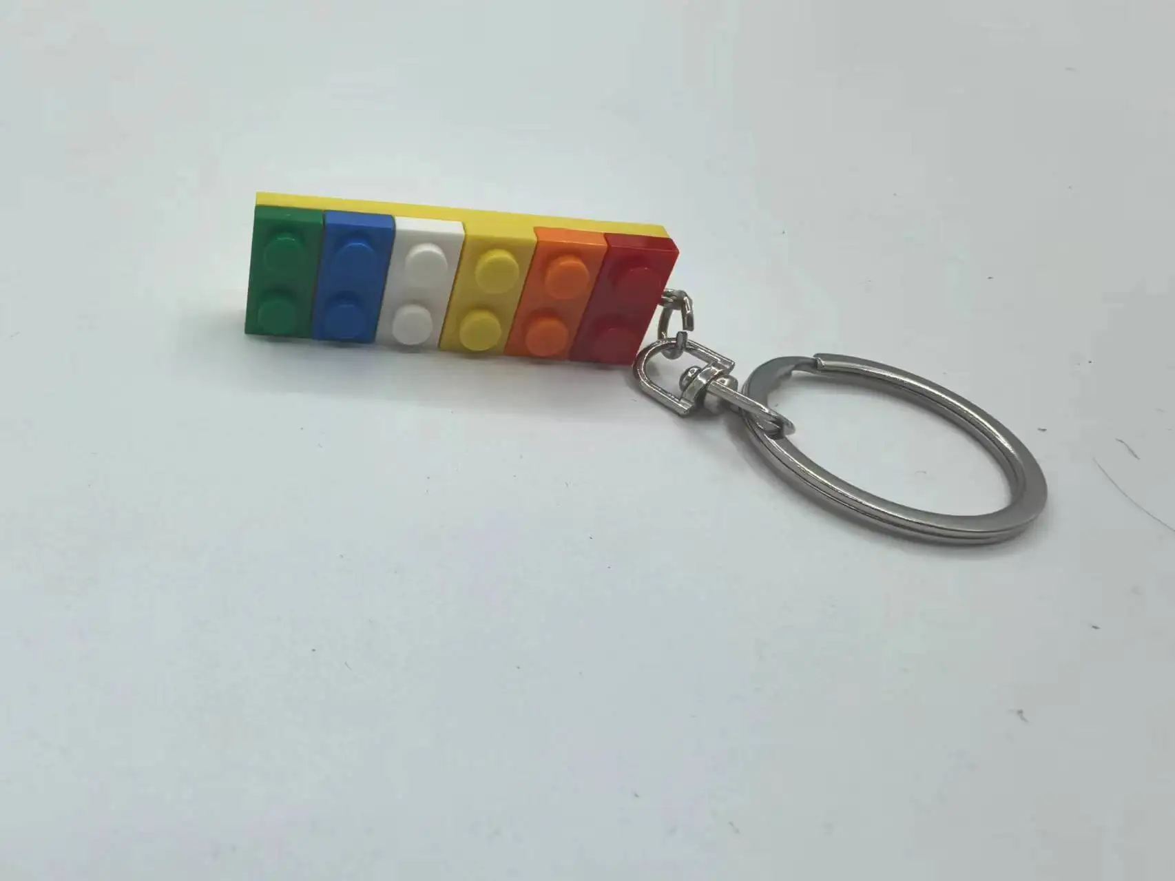 MOC Rainbow Colours DIY Keychain Compatible with legoed Buckle Key Ring Building Blocks Trinket Pendant Kids Toys Gifts