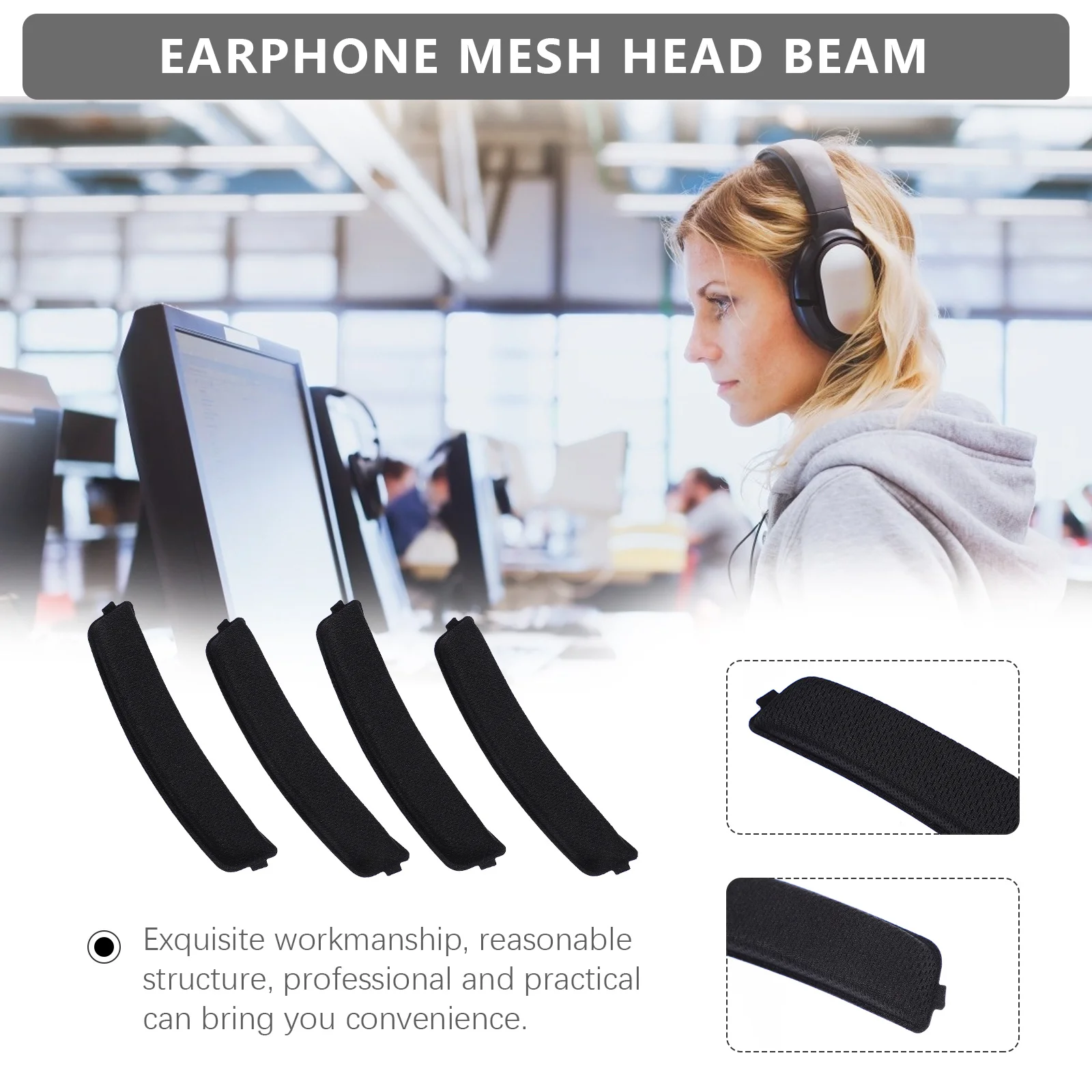 

2Pcs Headphone Head Beam Protector Cushion Replacement for G633 G933 Breathable Mesh Pad Anti-Slip Comfortable Sponge Support