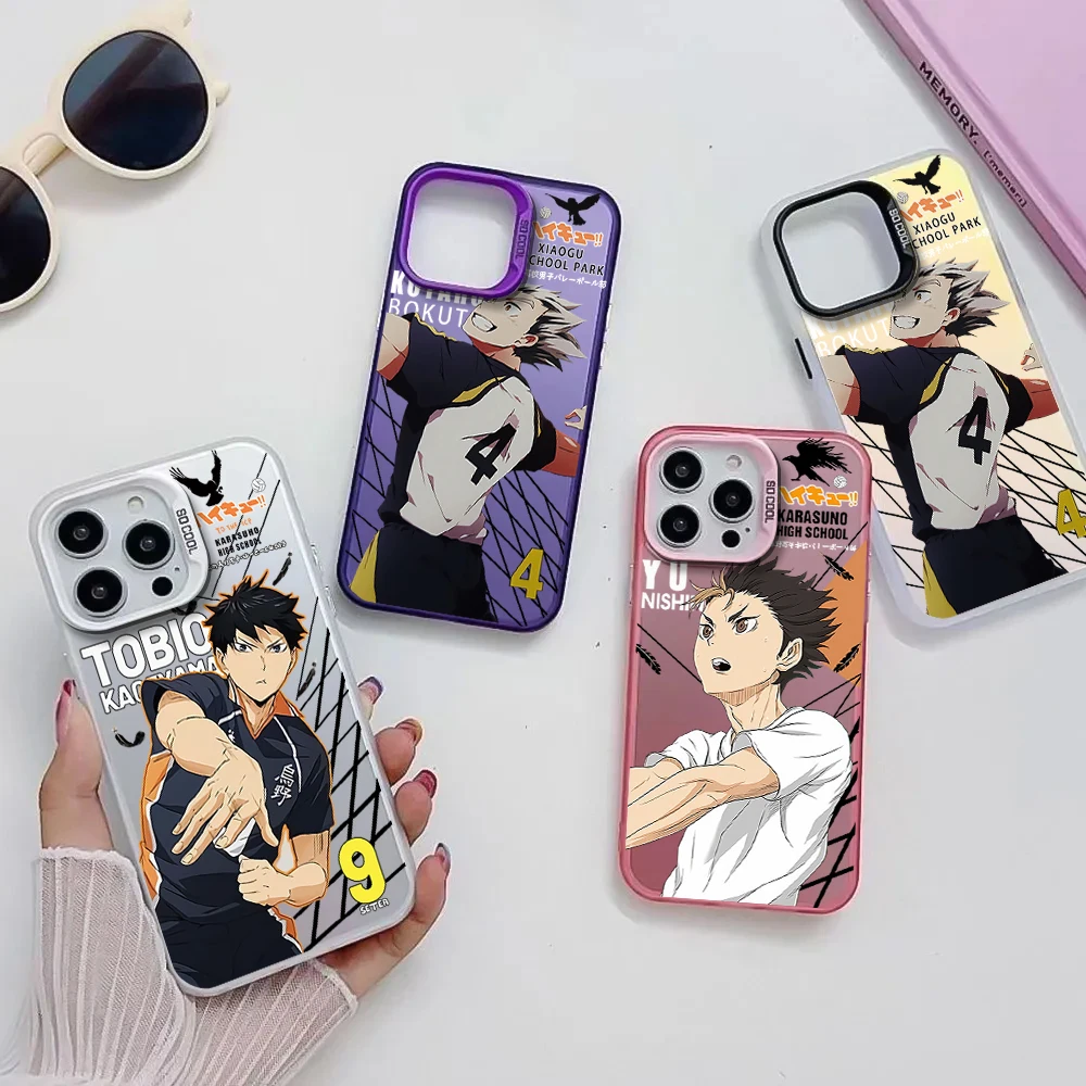 H-Haikyuu Hinata Shoyo kageyama tobio funda de teléfono para iPhone 16 12 13 14 15 Pro Max Plus Mini cubierta trasera transparente a prueba de golpes