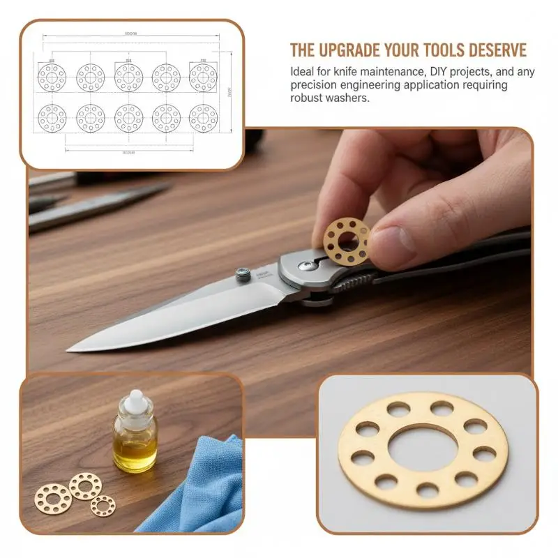 Brass Washers 10Pcs Gasket for Folding Knife Smooth Deployment Oil Storage DIY Maintenance Parts