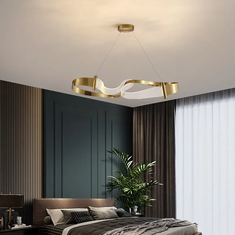 Postmodern Art Restaurant LED Chandelier Nordic Designer irregular Gold Hanging Lamp Living Room Bedroom Home Decoration Light