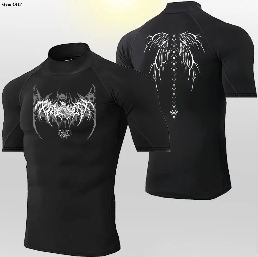 camiseta-masculina-de-compressao-com-estampa-de-anime-gola-alta-manga-curta-para-corrida-academia-fitness-e-uso-casual