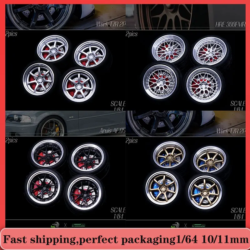 Resin Wheels Rubber Tires Car Modified Wheel Hub 1/64 SpeedCG 65/64/63 10/11mm Suitable for 1:64 Static Model Cars Boys Gift
