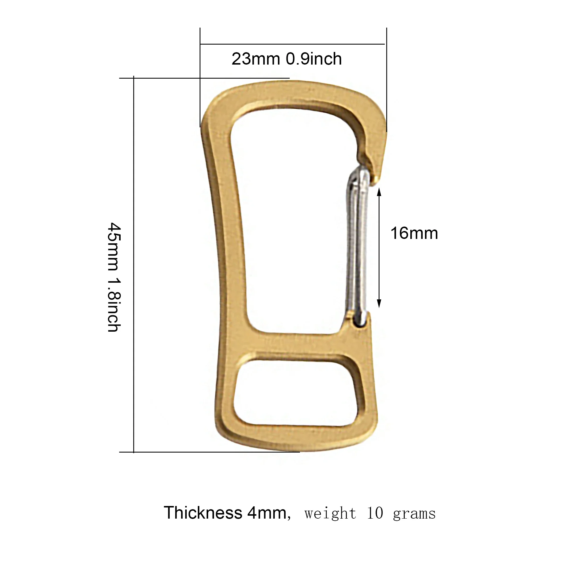 1.8 Inch Brass made Matte finish Rectangle Spring Load Snap Quick Release Carabiner keychain EDC Gift