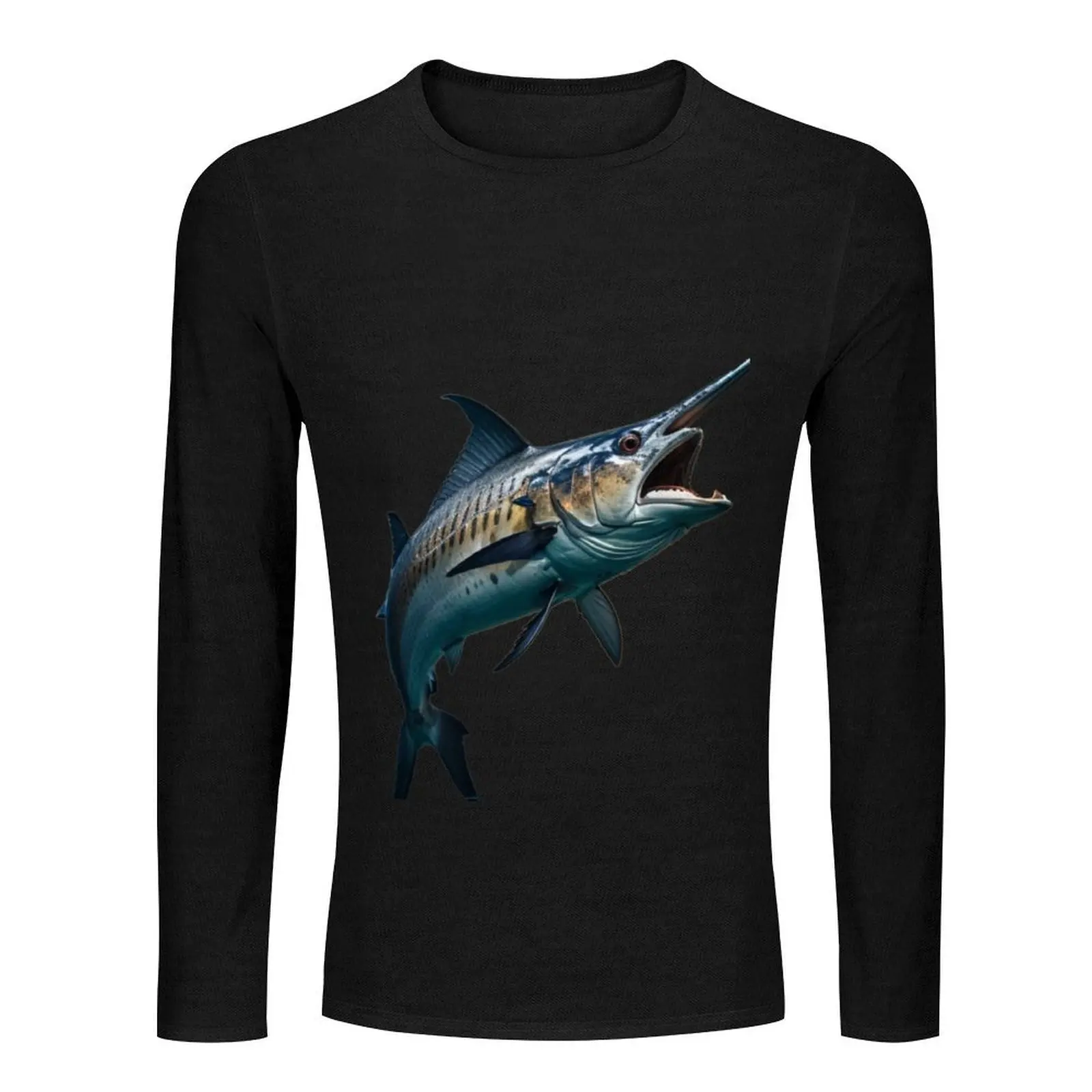 Sky Marlin with moon Long T-Shirt Aesthetic clothing animal print shirt for boys mens clothing