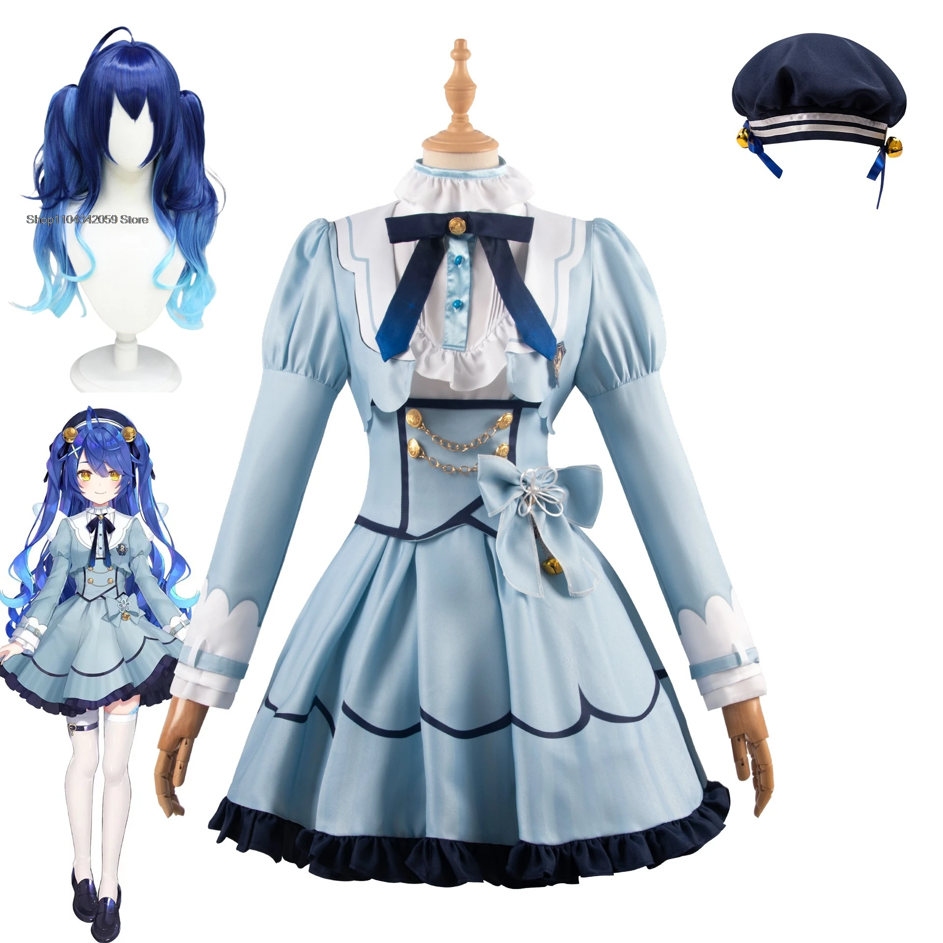 VTuber Amamiya Kokoro Cosplay Costume Sweet Lovely Informal Dress Activity Party Role Play Lolita Anime Game Suits