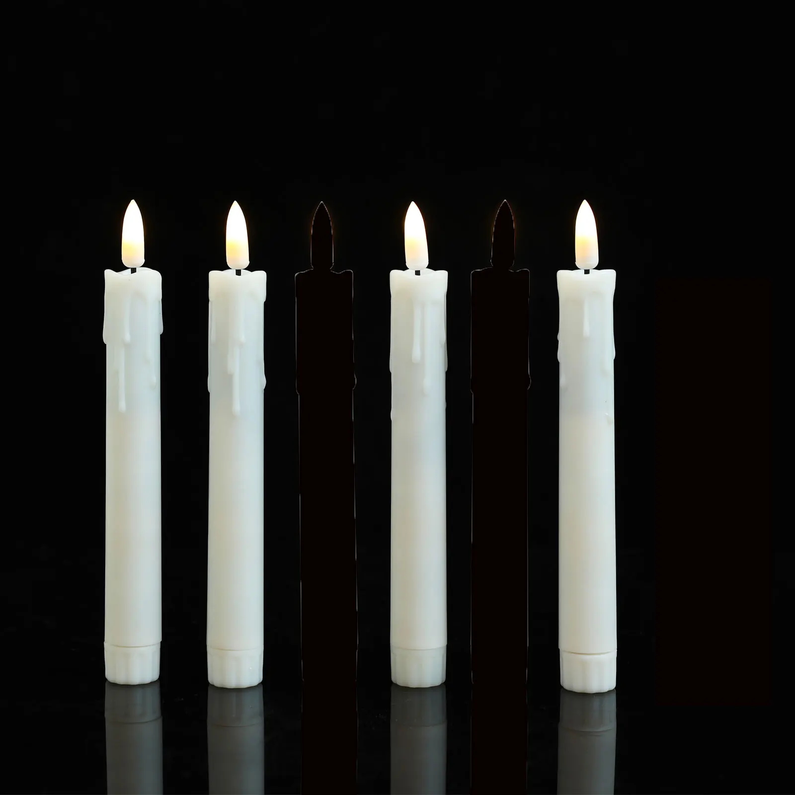 3/4/6/12 Pieces Warm White Light Short Flameless Decorative LED Taper Candles,7 Inch/17.5 cm Fake Plastic Realistic Candles