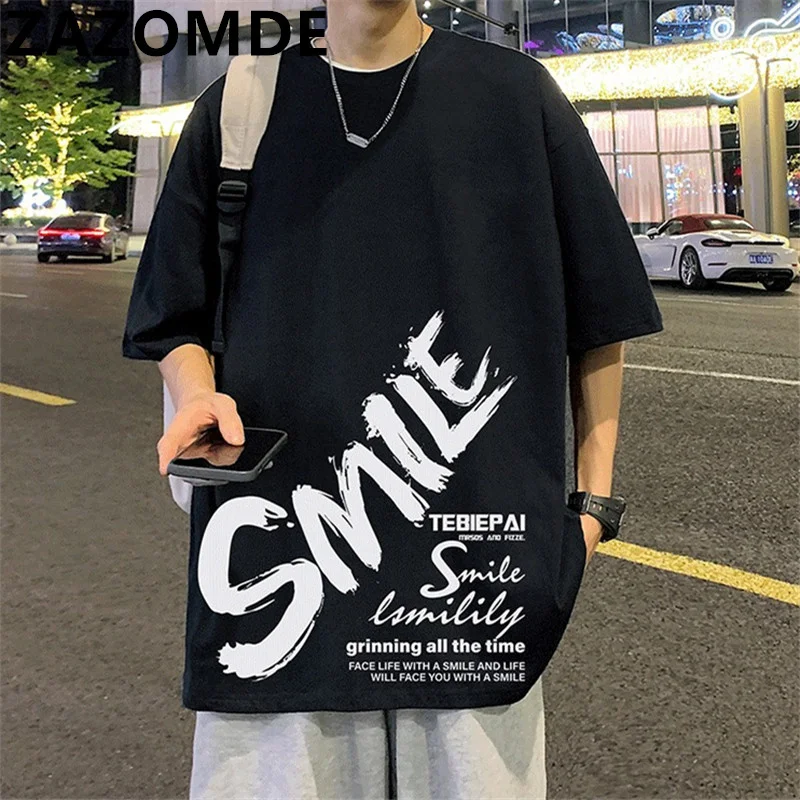 Men Oversized T Shirt Letter Harajuku Streetwear Tshirts Man 2023 Fashion Casual Loose Cotton Hip Hop Y2K T-shirt Tops