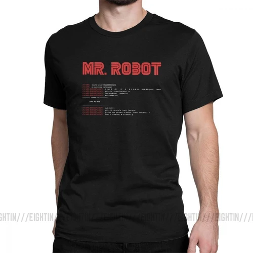 Imagen 2 del producto Mr. Robot-Camiseta de algodón para hombre, camisa de manga corta, Fsociety Hacker, programador Linux, impresionante