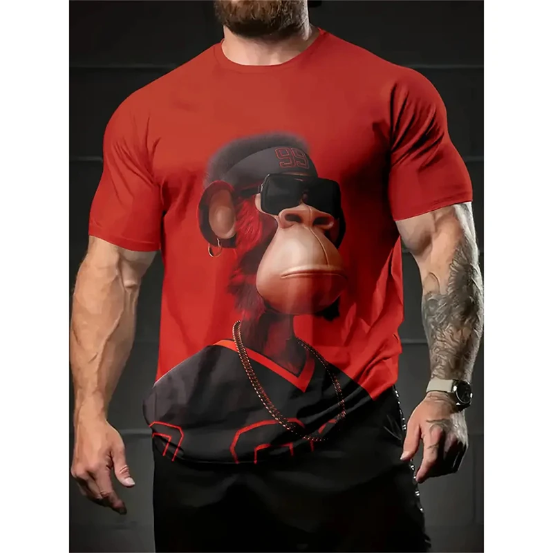 

Hip Hop Street Harajuku T-shirt For Men Funny Animal 3D Print Cool Fashion O Neck T Shirts Summer Novel Design Funny Tees y2k