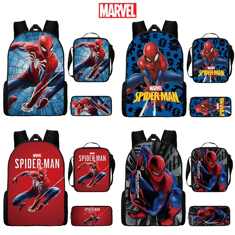 3pcs/set Marvel SpiderMan Children Schoolbag Lunch Bag Pencil Case Three Piece Set Avengers Back To School Season Gifts