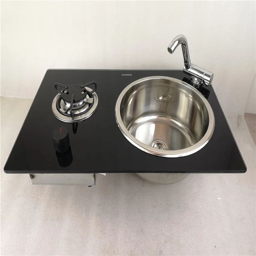 1 Buner Gas Stove Hob Sink Combo Tempered Glass 1*1.8KW 580*365*130mm GR-B213B Boat Caravan Camper