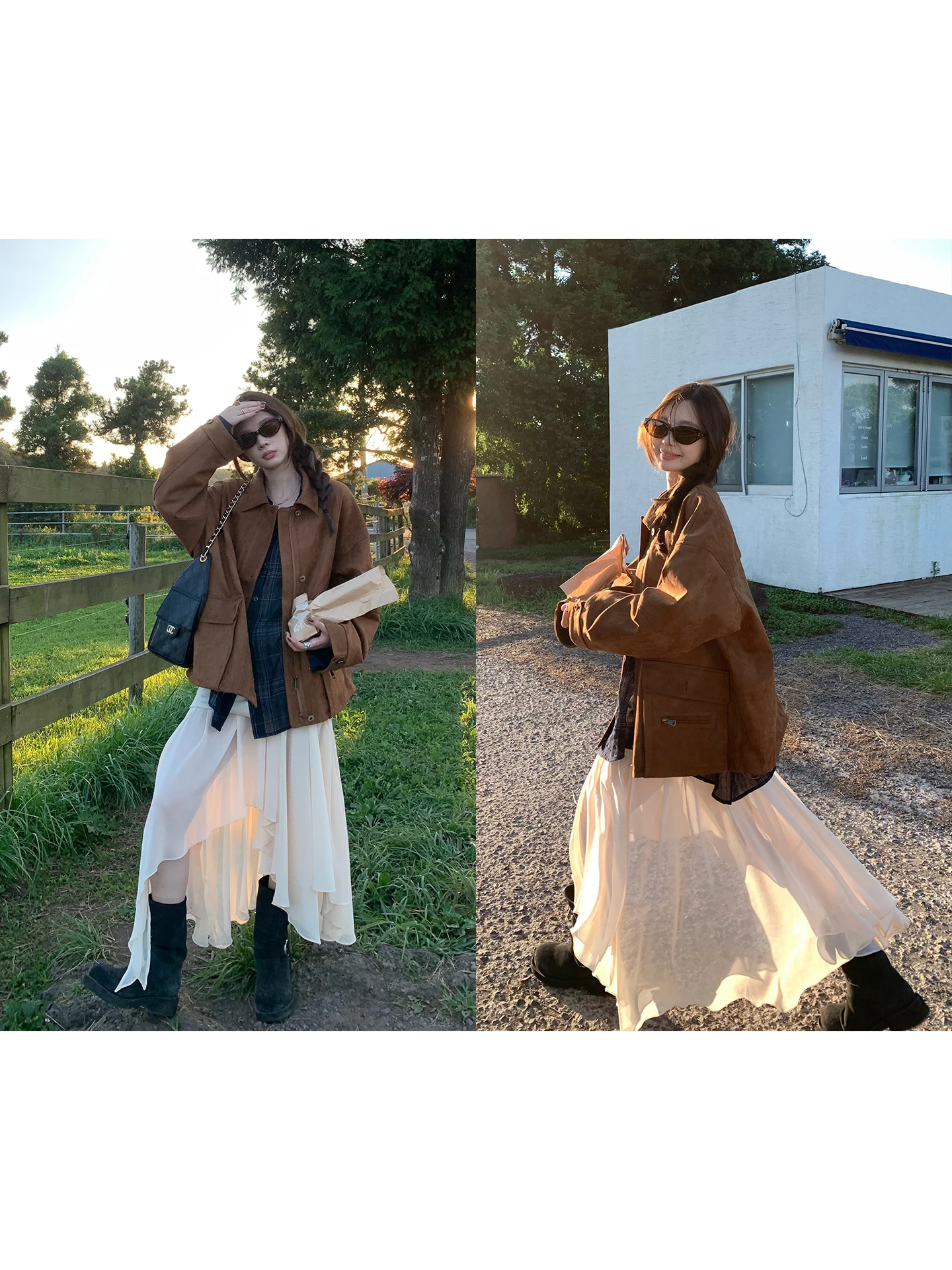 

Imxiang Vintage Barn Sle женское кожаное пальто с бархатным воротником свободного покроя ветрозащитное пальто с застежкой-молнией по краю...