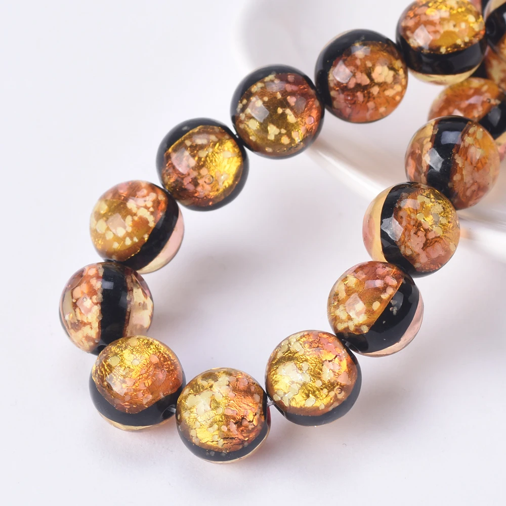 

5pcs Round Luminous 8mm 10mm 12mm Two-sided Handmade Lampwork Glass Loose Beads for Jewelry Making DIY Crafts Findings