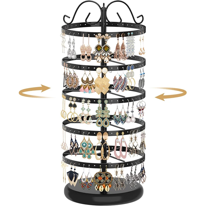 Home Multifunctional Rotating Jewelry Storage Display Rack, Made of Iron, Can Store Earrings, Earrings, Studs, and Earrings