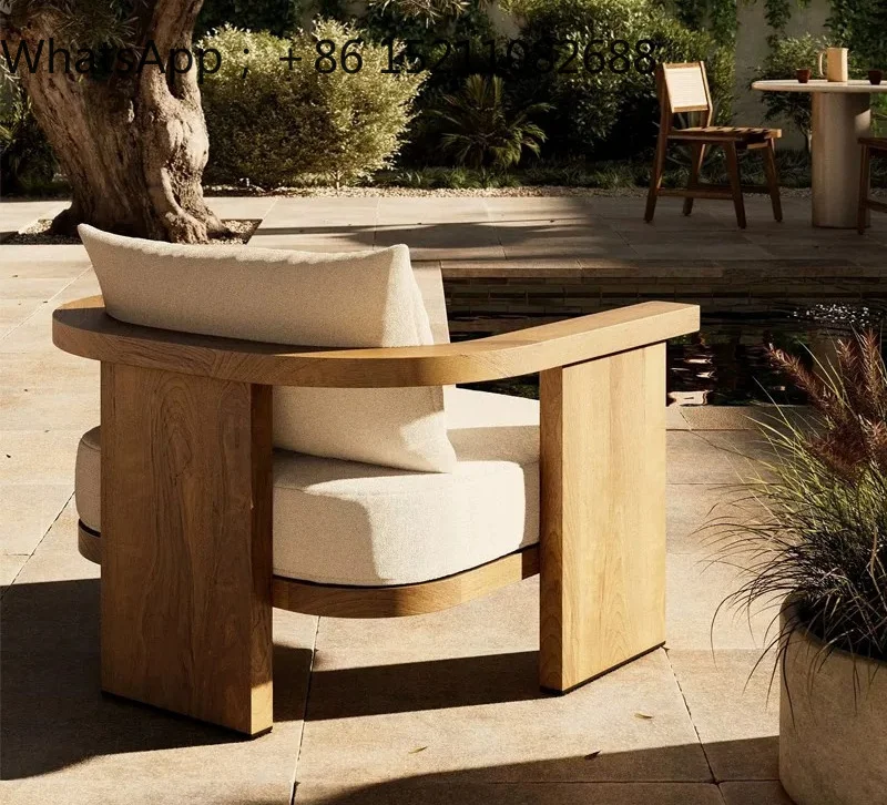 LLY Outdoor Teak Sofa Courtyard Hotel Villa Garden Open Air Waterproof Sun Protection Outdoor Antiseptic Sofa Furniture