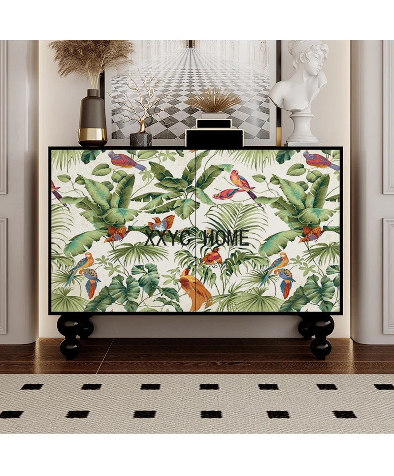 

Retro American Painted Entrance Cabinet Sideboard Cabinet Living Room Storage Decoration All-in-One