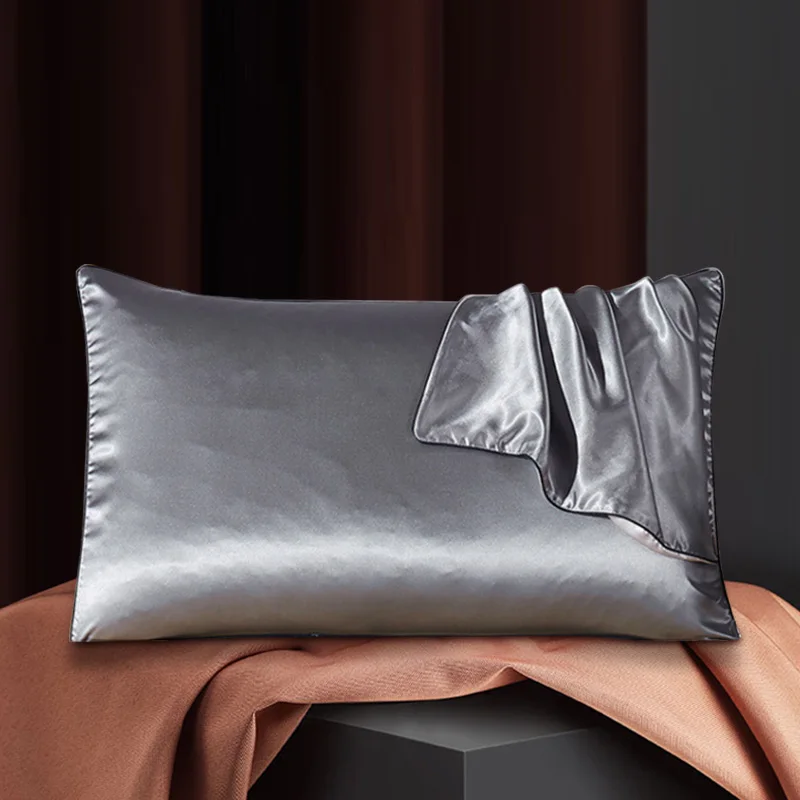 Ice Silk Satin Glossy Pillow Case Solid Color Washable Polyester Pillowcase Soft Hidden Zipper Bedding Pillow Cushion Cover