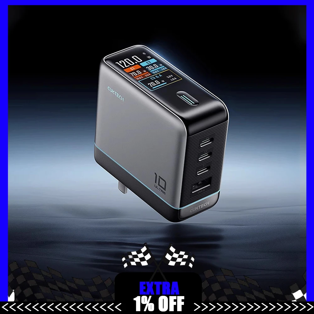 

Зарядное устройство для мобильного телефона CUKTECH No 10, зарядное устройство из нитрида галлия, ультра многопортовое, высокая мощность 120 Вт для iPhone 17ProMax, подарки