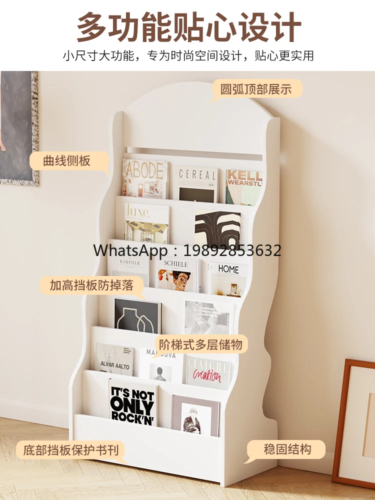 Bookshelf Magazine Newspaper Display Rack Floor-standing Office Wall-mounted Brochure Storage Document Display Shelf