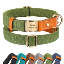 Personal isierte Hunde halsband Nylon PU Leder Hunde Schnalle Halsbänder Anti-Lost-ID-Tag Namensschild einstellbar für kleine mittelgroße Hunde