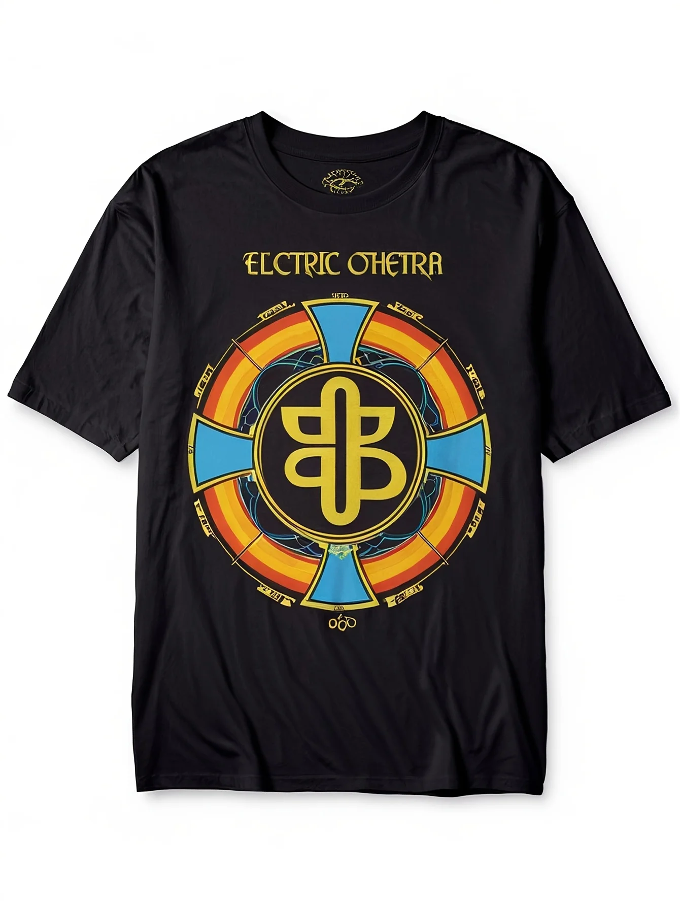 Мужская футболка с рисунком рок-группы Electric Light Orchestra — доступны 6 размеров, черная повседневная футболка с коротким рукавом и круглым вырезом Мужская футболка с рисунком рок-группы Electric Light Orchestra — доступны 6 размеров, черная повседневная футболка с коротким рукавом и круглым вырезом