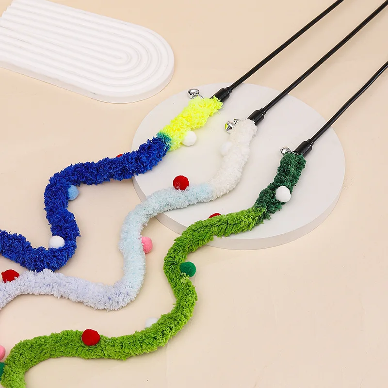 Juguetes para gatos con rayas de arcoíris, palo divertido con campana, juego interactivo, suministros para mascotas, juguete interactivo para gatos,