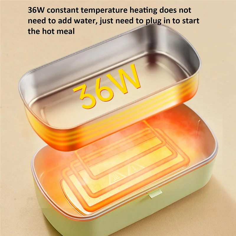 A51M-Portable Heating Lunch Box With 304 Food Grade Stainless Steel Container 0.9L Self Heating Warmer Container For Office