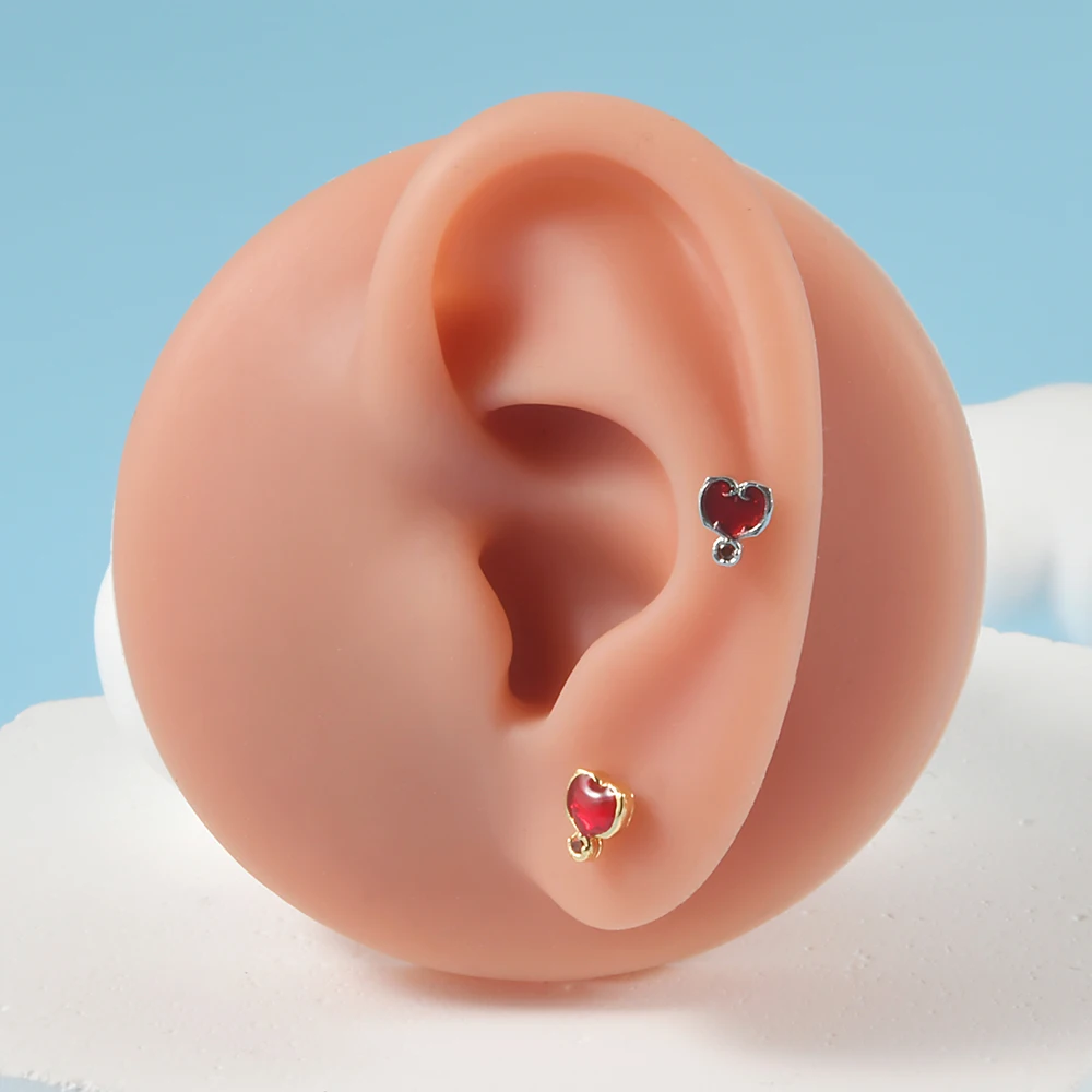 1PC 316L Surgical Steel 20G Gold Plated Earrings Red Zircon Ear Cartilage Tragus Helix Daith for Women Girl Piercing Jewelry