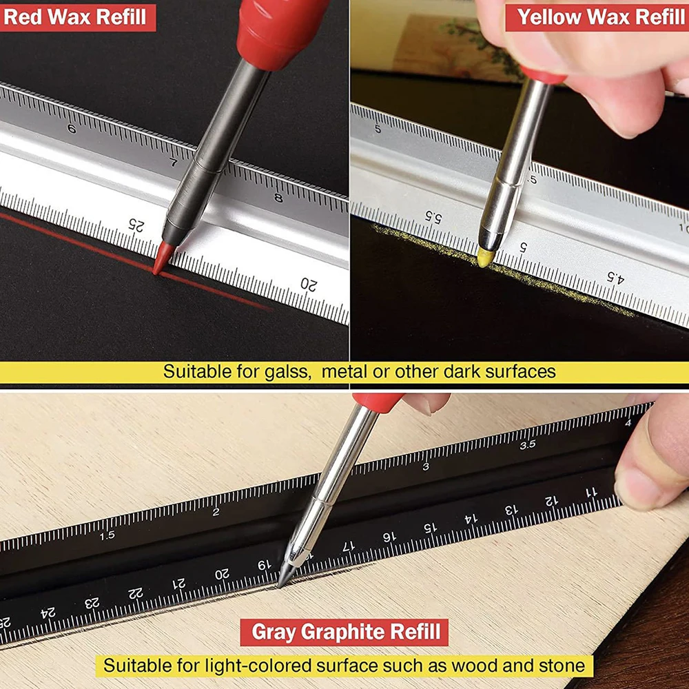 Solid ดินสอ Carpenter ชุดเติมนำ Built-In Sharpener หลุมลึกดินสอ Marker เครื่องมือไม้ Marker Set