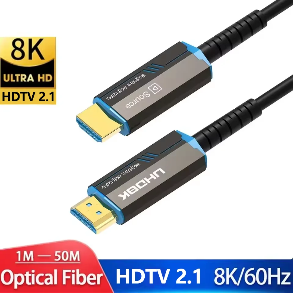 8K HDMI 2.1 Optical Fiber Cable 8K@60Hz 4K@120Hz 48Gbps Speed HDR eARC HDMI 2.1 Cable For TV PS5 Projector 3M 5M 10M 20M 30M 50M