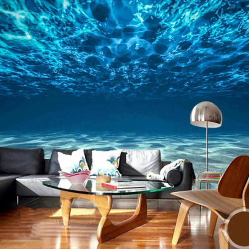 

Индивидуальные фотообои: Морской пейзаж глубоководных морских губок, 3D-фотообои для спальни, гостиной, фона для ТВ, синие, для ресторана