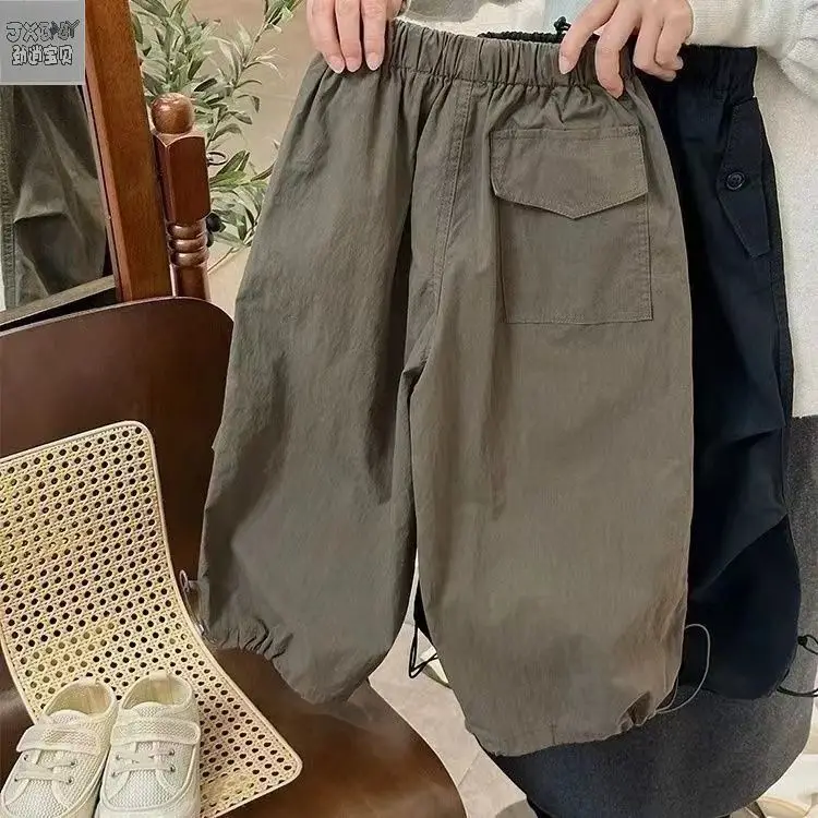 Kids Pants Boys Thin Trousers Summer New Children Clothing Handsome Fashion Elastic Waist Pocket 2024 Solid Fashion