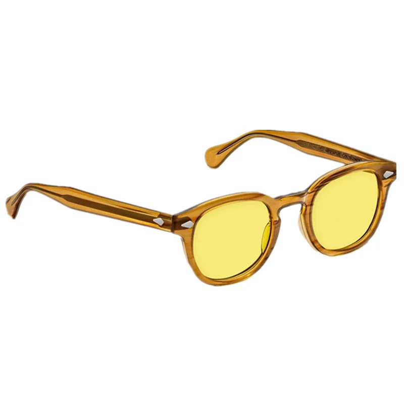 New Quality Johnny Depp Col-Fading  Blone Sunglasses UV400 Unisex Vintage Italy Round Acetates Fullrim49 46 44mm Accustomized