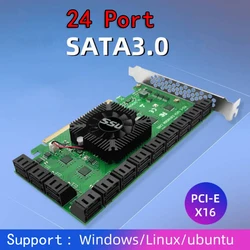 Chi a Mining Riser 24 Port SATA PCI Express X16 Controller SATA PCI-E Adapter PCIE SATA Add On Card PCIE to SATA3 Expansion Card