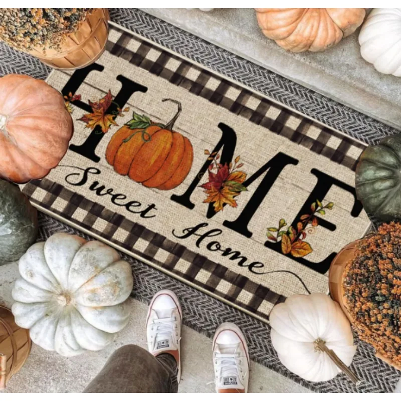 

Осенний коврик для дома Sweet Home, внутренний и уличный осенний коврик с листьями, украшенный тыквой на День Благодарения, передний коврик