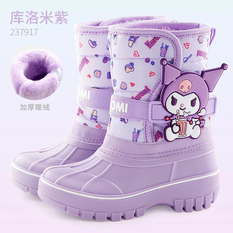Kawaii Kids Snow Boots Rain Shoes Sanrios Hello Kitty Kuromi Cinnamoroll Anime Cartoon Rubber Boots Girls Waterproof Non-Slip